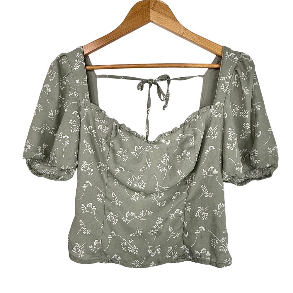 Abercrombie & Fitch Green Floral Crop Top Small